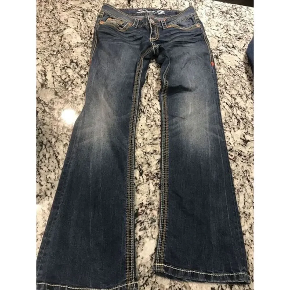 Seven 7 Womens Bootcut Jeans Blue Medium Wash Low Rise Embroidered Sz 6P 30 x 30 - Picture 11 of 11